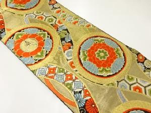 アンティーク　立涌に花古典柄模様織出し袋帯（材料）